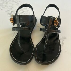 Gucci Bamboo Black Leather Gladiator Sandals